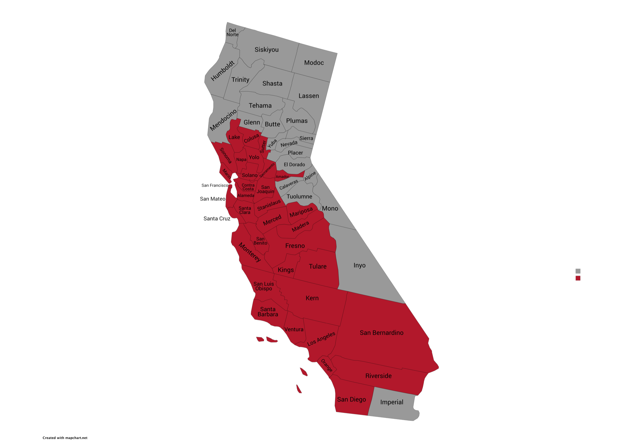 California map showing Hibachi Catering service areas including San Diego, Temecula, Riverside, Corona, Los Angeles, Orange County, Palm Springs, Palm Spring, Santa Barbara, Ventura, San Bernardino, Orange, Kern, Kings, Fresno, and San Francisco.